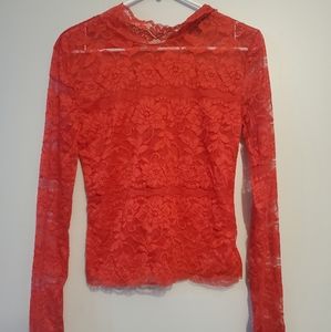 Red lace long sleeve streetwear society